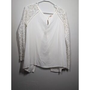 Chelsea & Violet Crochet Long Sleeves Open Back‎ Rayon Top Sz M New